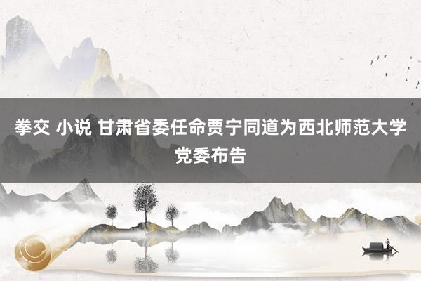 拳交 小说 甘肃省委任命贾宁同道为西北师范大学党委布告